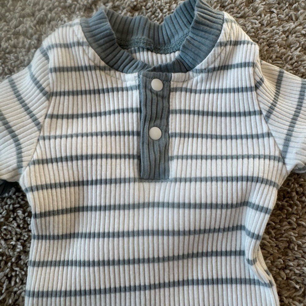Blue Striped Ribbed Baby Short Set – 0–3 Months - Picture 4 of 7